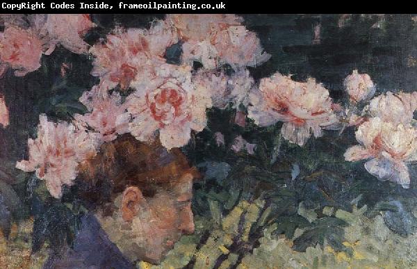 John Russell Rhododendrons and head of a woman